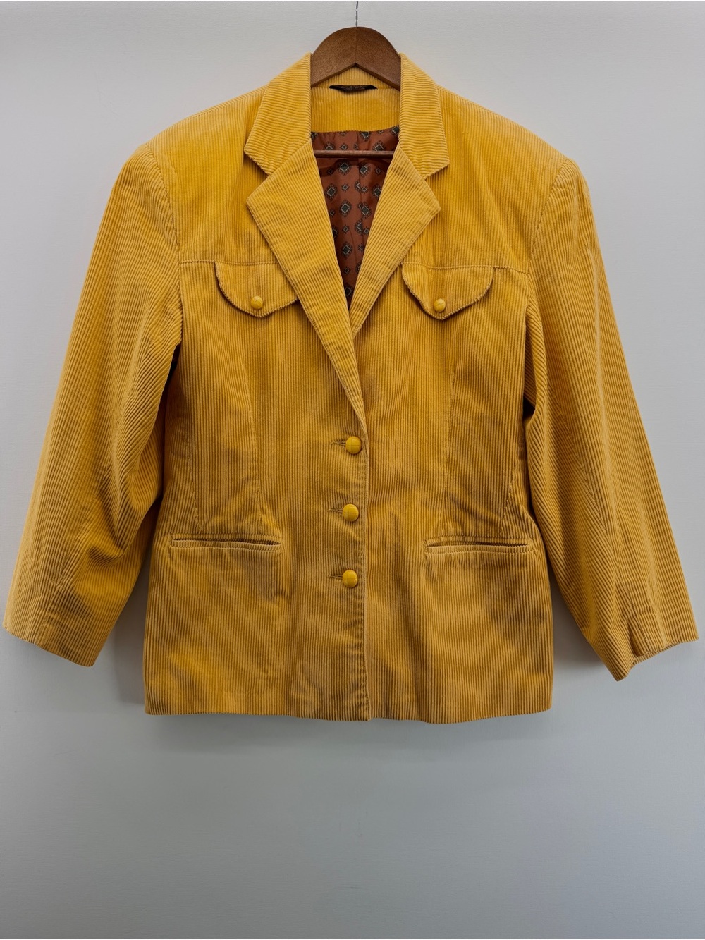 Vintage Shannon Golden Yellow Corduroy Western Blazer Jacket Size 15/16